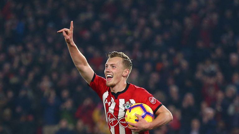 James Ward-Prowse celebrates scoring Southampton's second goal