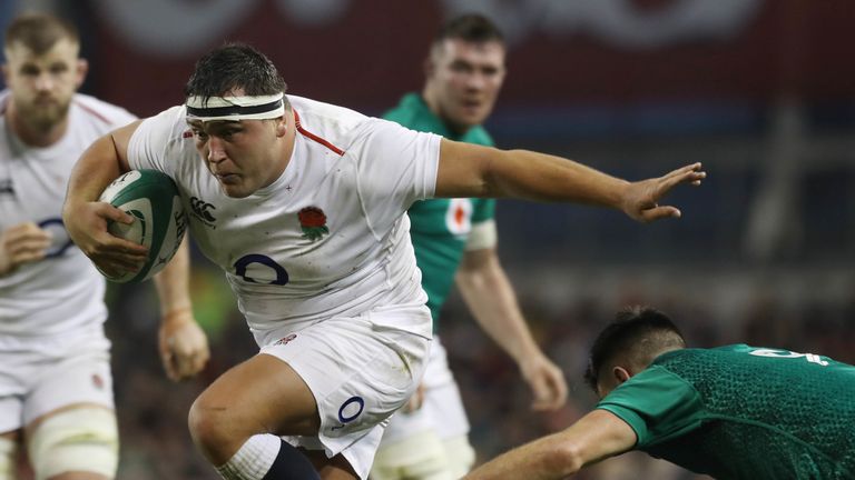 Jamie George attacks during England's win over Ireland 