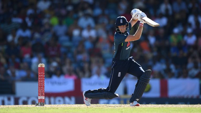 Joe Root batting for England in ODI series against Windies