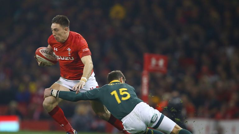 Wales wing Josh Lewis in action against South Africa