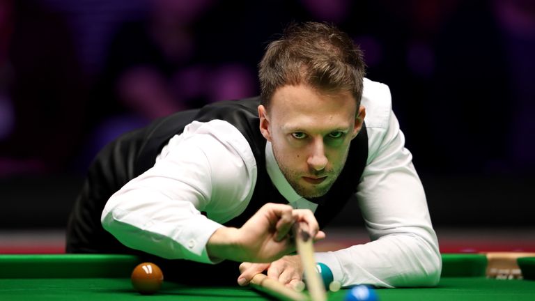 Judd Trump of England plays a shot during The Dafabet Masters Final between Judd Trump of England and Ronnie O'Sullivan of England at Alexandra Palace on January 20, 2019 in London, England.