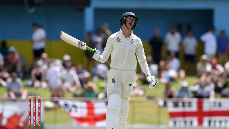 Keaton Jennings during Day One of the Third Test match between the West Indies and England at Darren Sammy Cricket Ground on February 9, 2019 in Gros Islet, Saint Lucia.