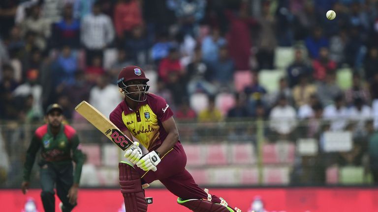 Keemo Paul in action for West Indies vs Bangladesh in T20 match