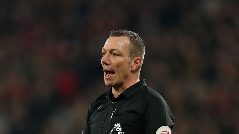 Referee Kevin Friend during the Premier League match between West Ham United and Liverpool