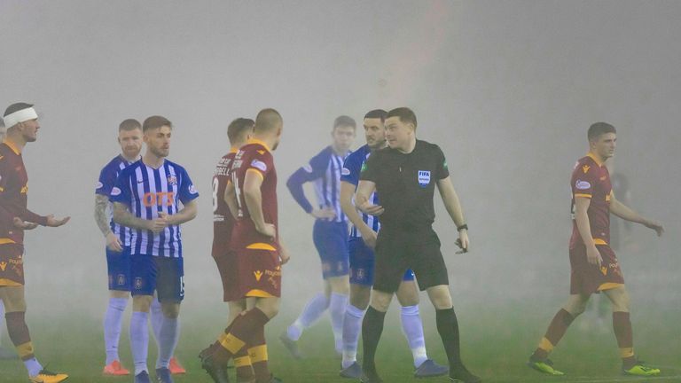 Referee John Beaton postpones Kilmarnock's game against Motherwell at Rugby Park because of thick fog