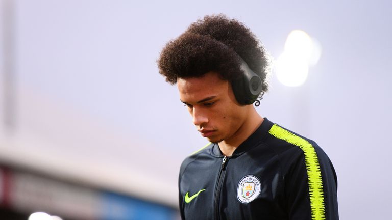 Leroy Sane arrives for Manchester City's FA Cup tie at Newport