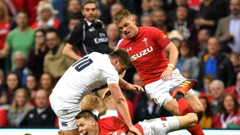 Wales' Liam Williams secures a loose ball during his side's 2019 Six Nations clash with England in Cardiff