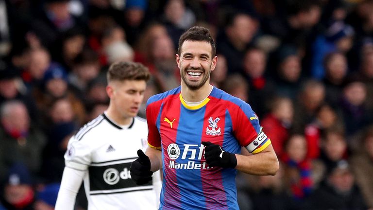 Crystal Palace's Luka Milivojevic celebrates scoring his side's first goal of the game