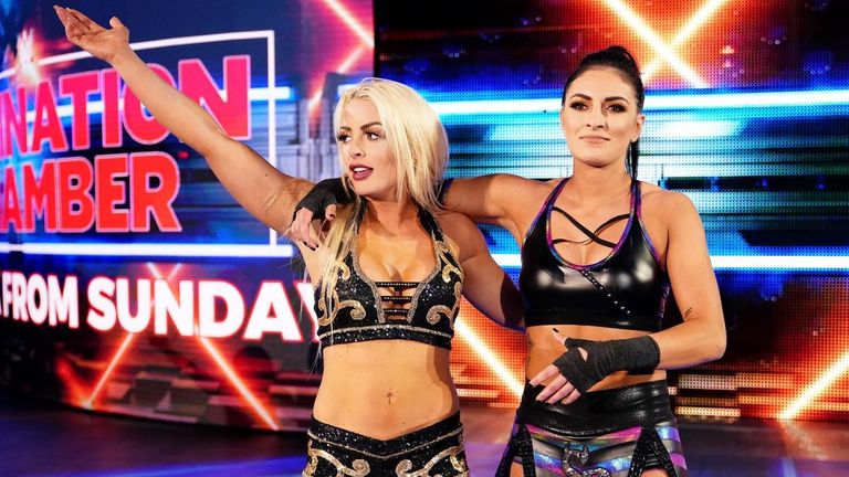 Mandy Rose and Sonya Deville celebrate on SmackDown after beating Naomi & Carmella and The IIconics