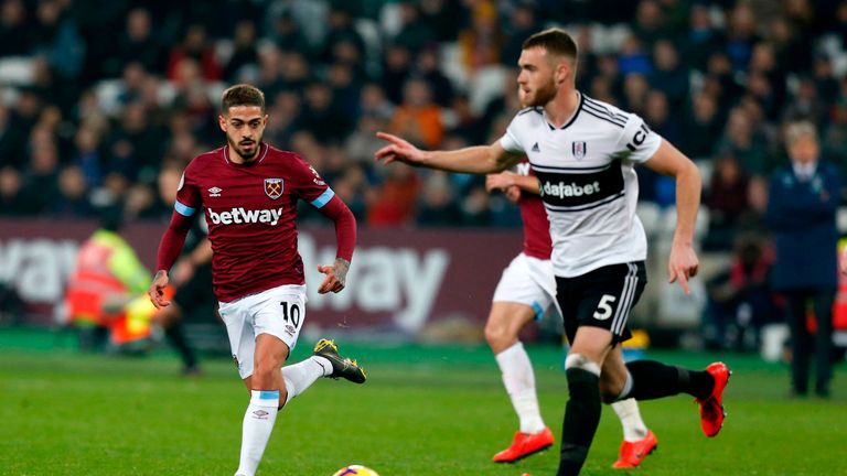 Manuel Lanzini made his first appearance for West Ham in eight months after injury against Fulham