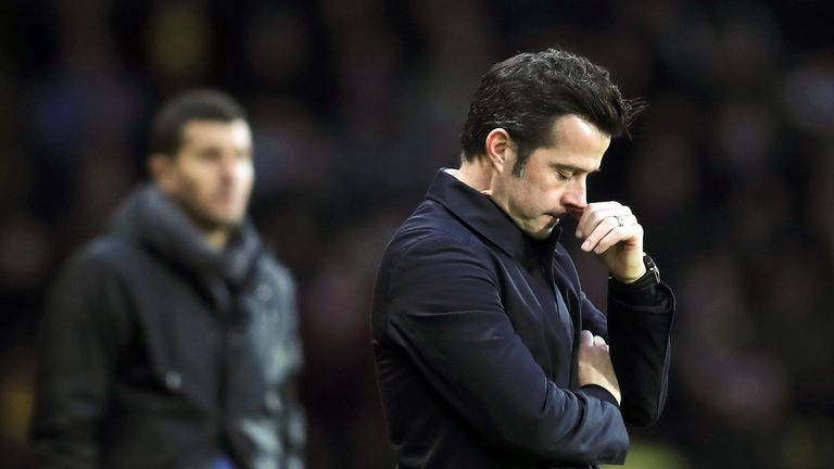 Marco Silva during the Premier League match between Watford and Everton at Vicarage Road