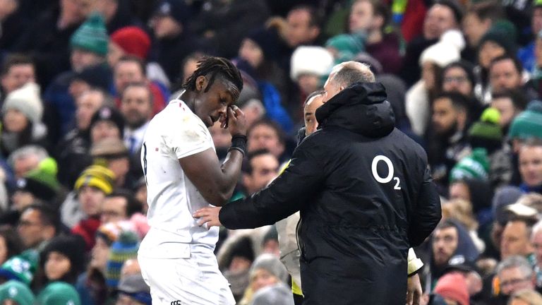 Maro Itoje limped off in the second half with a leg injury
