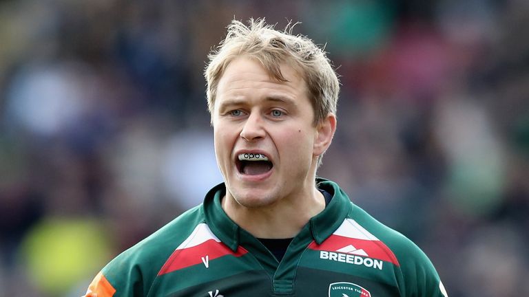 during the Aviva Premiership match between Leicester Tigers and Wasps at Welford Road on March 25, 2018 in Leicester, England.