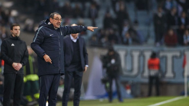 Maurizio Sarri, manager of Chelsea, in the Malmo v Chelsea case