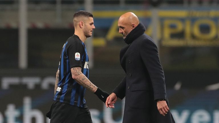 Mauro Icardi during the Serie A match between FC Internazionale and Bologna FC at Stadio Giuseppe Meazza on February 3, 2019 in Milan, Italy.