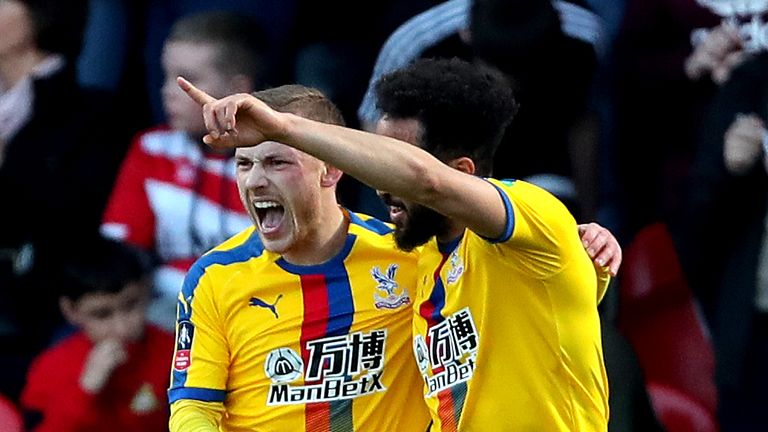 Crystal Palace's Max Meyer celebrates scoring his side's second goal against Doncaster