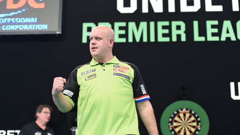 Michael van Gerwen stayed top of the Premier League with a dominant display to crush Rob Cross