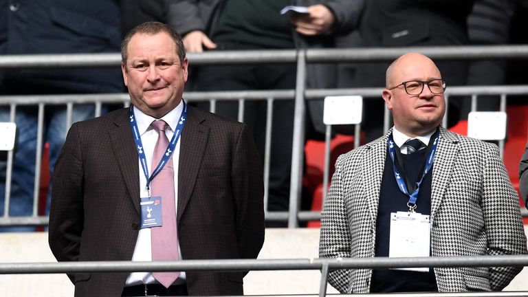 Newcastle United owner Mike Ashley at Wembley Stadium for Tottenham Hotspur v Newcastle United