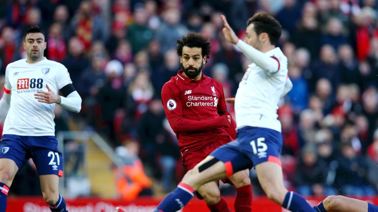 Mohamed Salah scores Liverpool's third goal