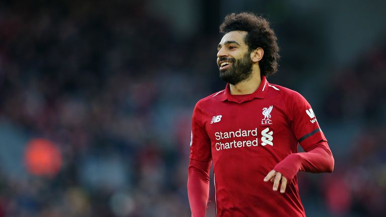 Mohamed Salah during the Premier League match between Liverpool and Bournemouth at Anfield