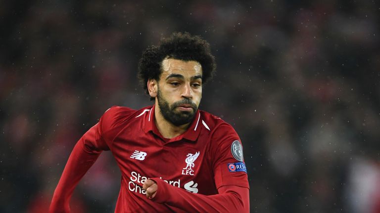 Mohamed Salah in action during Liverpool's 0-0 draw with Bayern Munich at Anfield