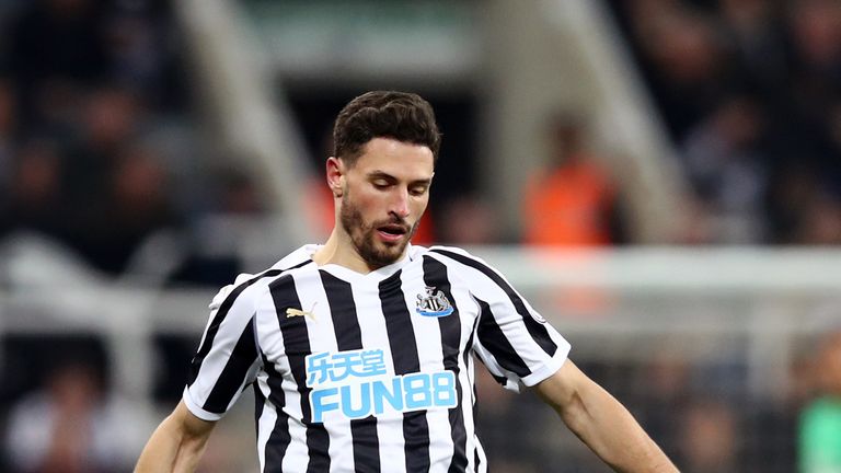 Fabian Schar in action for Newcastle against Brighton