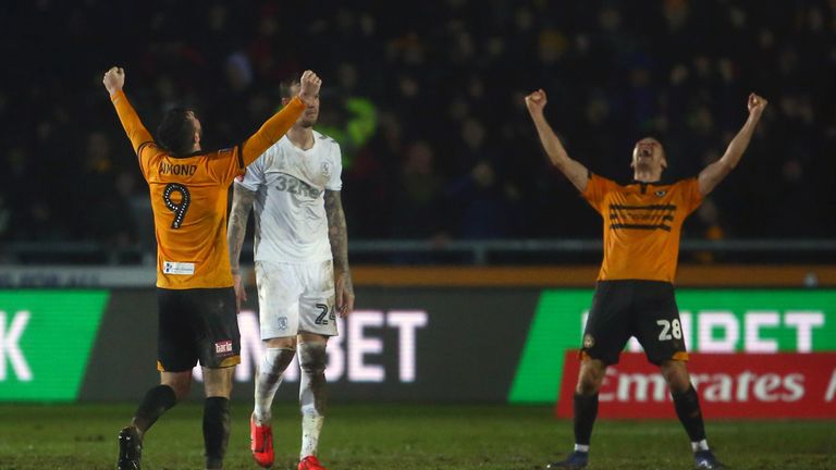 Newport celebrating beating Middlesbrough in the FA Cup