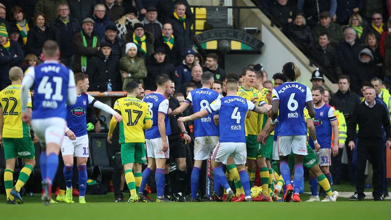 Jon Nolan's tackle sparked a confrontation between both sets of players