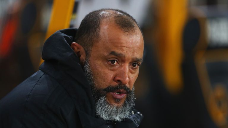 Wolves manager Nuno Espirito Santo during the Premier League match against Newcastle