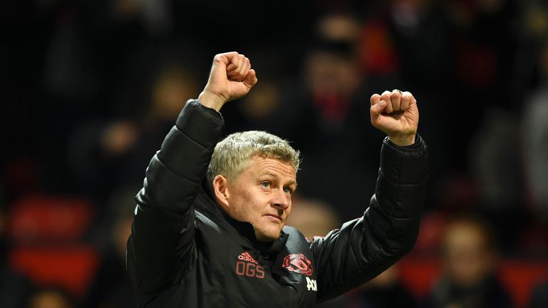 Ole Gunnar Solskjaer during the Premier League match between Manchester United and Brighton & Hove Albion at Old Trafford on January 19, 2019 in Manchester, United Kingdom.