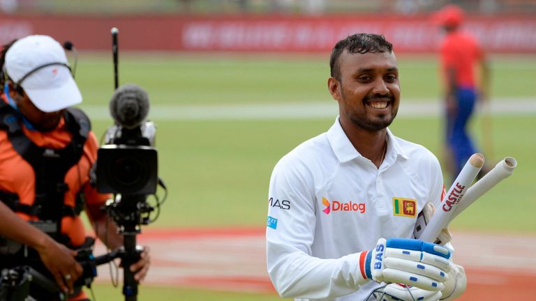 Oshada Fernando is all smiles after helping Sri Lanka to their first Test series win in South Africa