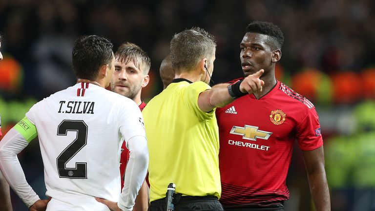 Paul Pogba was sent off late on for a second yellow card against PSG