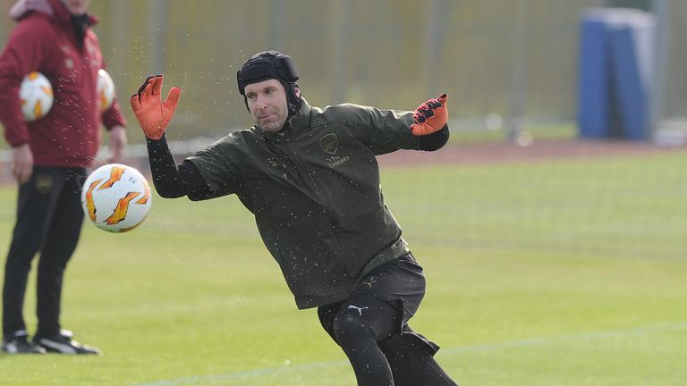 Petr Cech training at London Colney with Arsenal