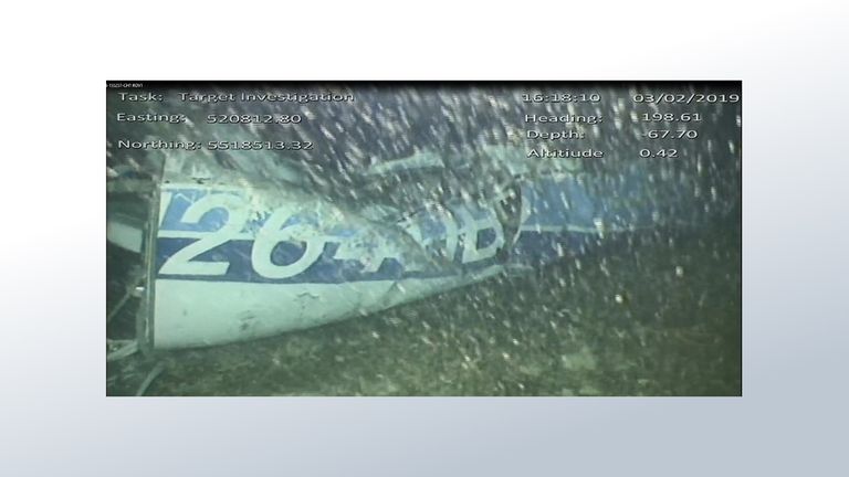 First picture of Emiliano Sala’s plane in the Channel. It shows the rear left side of the fuselage including part of the aircraft registration