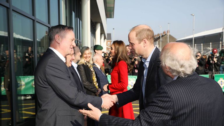Prince William greets Northern Ireland manager Michael O'Neill