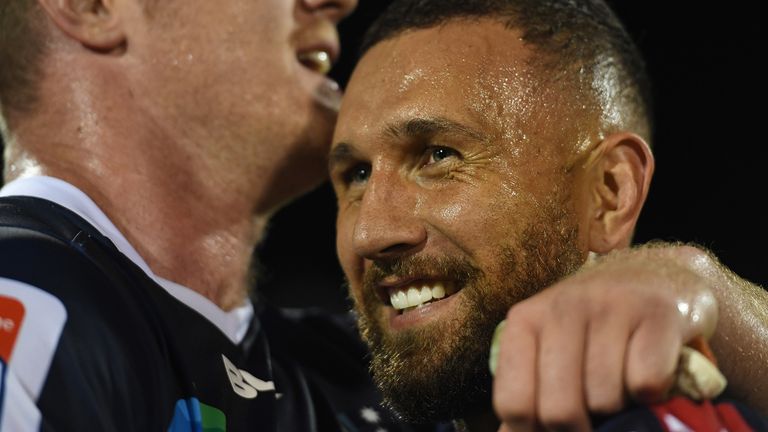 Quade Cooper celebrates victory on his return to Super Rugby