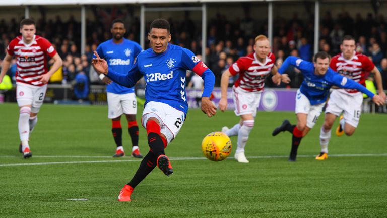 Rangers' James Tavernier makes it 4-0 from the spot against Hamilton