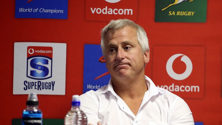 Stormers head coach Robbie Fleck talks to reporters following his side's clash with Super Rugby rivals The Chiefs in Cape Town in 2018