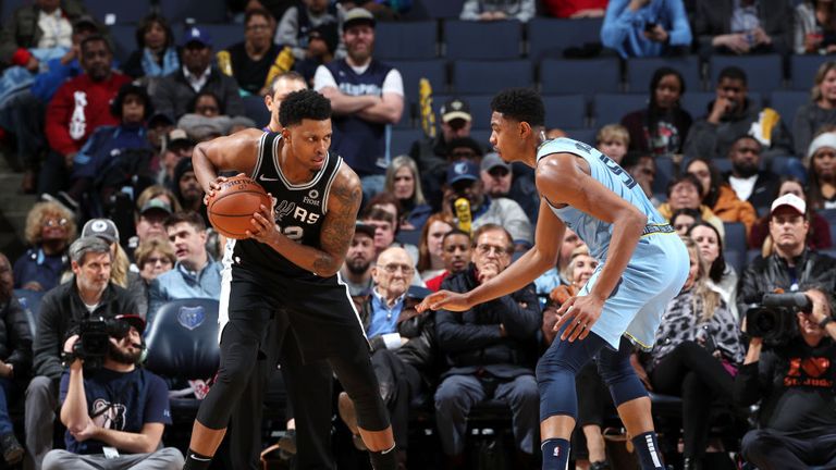  Rudy Gay of the San Antonio Spurs handles the ball against the Memphis Grizzlies