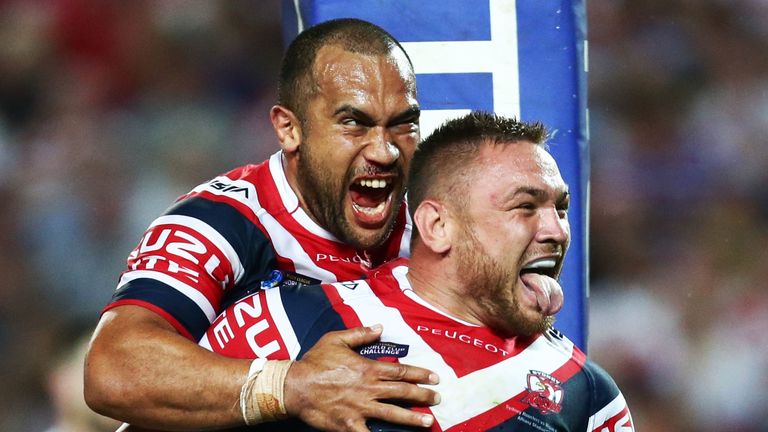 Celebrations for Sydney Roosters during their World Club Challenge match back in 2014