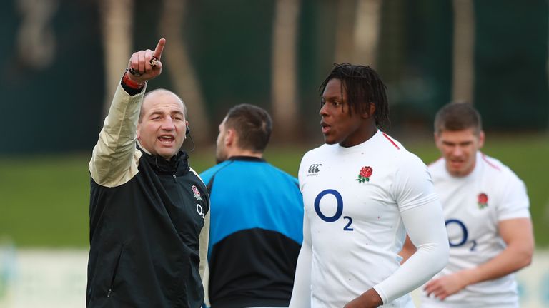 England forwards coach Steve Borthwick and Maro Itoje