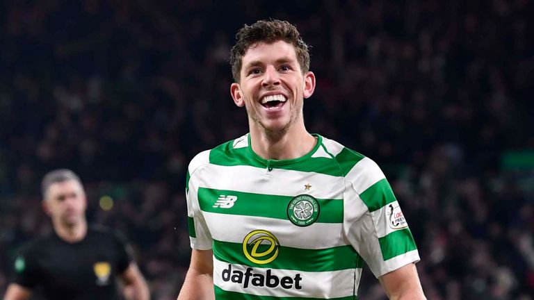 30/01/19 LADBROKES PREMIERSHIP.CELTIC v ST JOHNSTONE (2-0).CELTIC PARK - GLASGOW.Celtic's Ryan Christie celebrates his goal