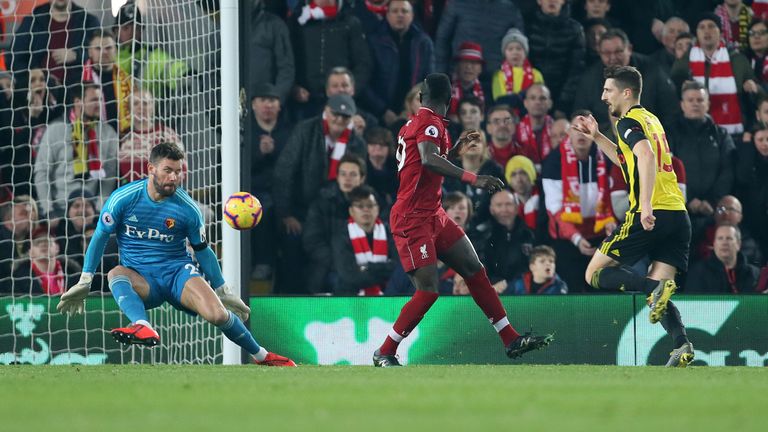 Sadio Mane scores with a backheel against Watford