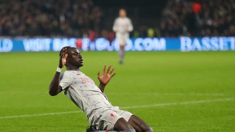 Sadio Mane celebrates his opener which greatly irritated Manuel Pellegrini