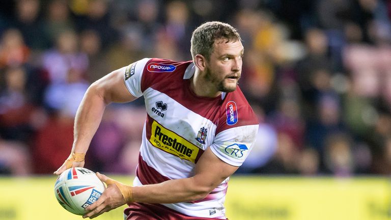 Picture by Allan McKenzie/SWpix.com - 08/02/2019 - Rugby League - Betfred Super League - Wigan Warriors v Leeds Rhinos - DW Stadium, Wigan, England - Sean O'Loughlin.