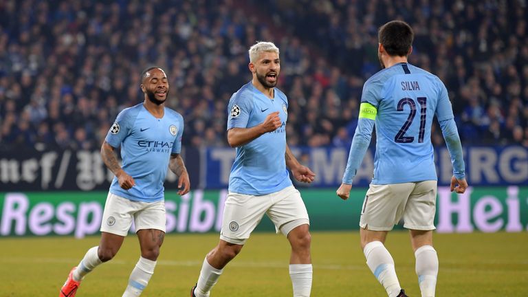 Sergio Aguero celebrates putting Manchester City ahead