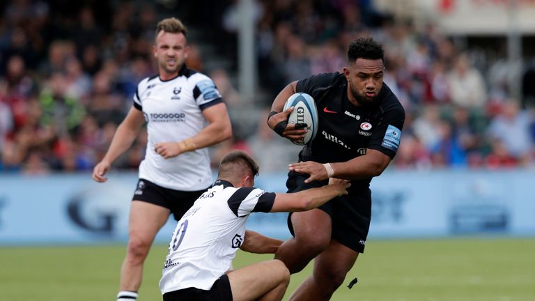Sione Vailanu during the Gallagher Premiership Rugby match between Saracens and Bristol Bears at Allianz Park on September 8, 2018 in Barnet, United Kingdom.