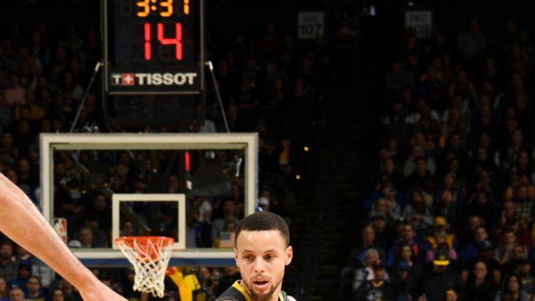 Stephen Curry of the Golden State Warriors handles the ball against the Utah Jazz