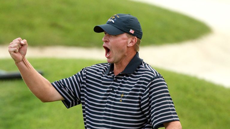 during the afternoon four-ball matches on day two of the 2008 Ryder Cup at Valhalla Golf Club on September 20, 2008 in Louisville, Kentucky.