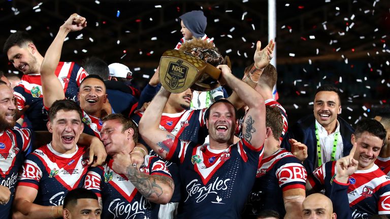 during the 2018 NRL Grand Final match between the Melbourne Storm and the Sydney Roosters at ANZ Stadium on September 30, 2018 in Sydney, Australia.